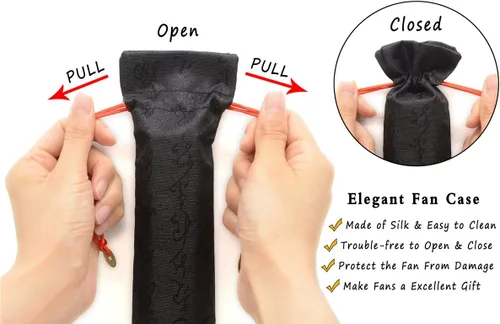 Miniatura 8 de OMyTea Ventilador de mano plegable grande de bambú para hombres y mujeres, ventilador de mano chino japonés de Kung Fu Tai Chi con funda de tela