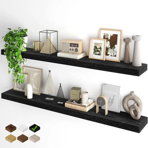Miniatura 60 de Fun Memories Estantes flotantes para pared, estantes flotantes de 48 pulgadas de largo, juego de 1, estante colgante con soportes invisibles