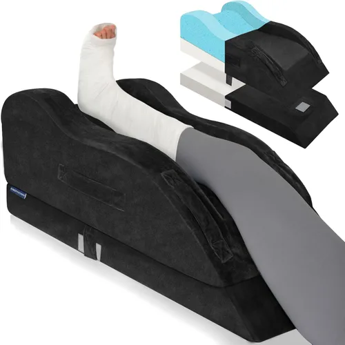 KingPavonini Adjustable Leg Elevation Pillows for After Surgery, Ergonomic Curve Keeps Knee Straight, Memory Foam Leg Pillow Elevation for Blood
