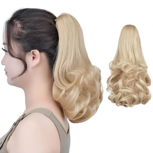 Miniatura 17 de SYXLCYGG Auburn Clip Cola de caballo Clip Cola de caballo Extensión de cola de caballo ondulado 10 pulgadas 3.5 oz pelo sintético falso pieza