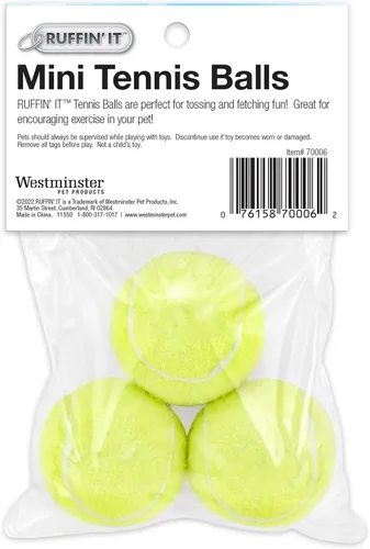 Miniatura 2 de Ruffin' It Pelotas de tenis pequeñas, juguete para perros de tamaño pequeño para parque, hogar o playa, paquete de 3
