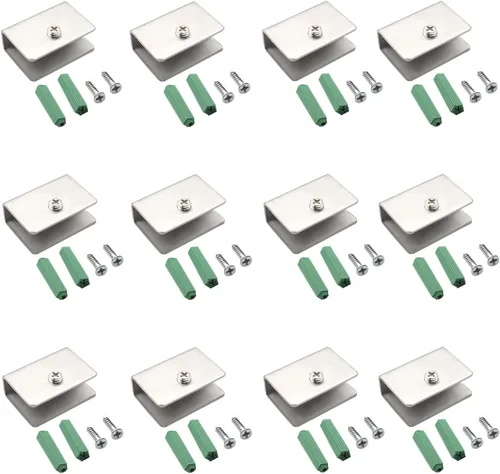 Miniatura 5 de 4 piezas de acero inoxidable ajustable soporte de estante de vidrio rectangular pequeña puerta gabinete abrazadera clip soporte para 0.236-0.315 in