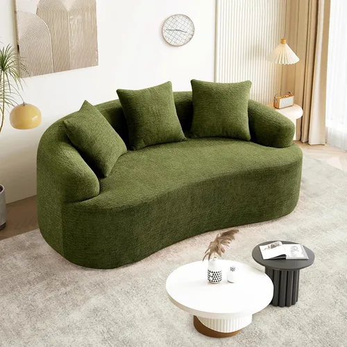 Miniatura 4 de Sofá modular curvado de 110 pulgadas para sala de estar, moderno sofá modular de felpa de felpa de gran tamaño con asiento profundo comprimido sin