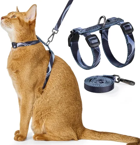 Juego de arnés y correa para gatos - Arnés ajustable a prueba de escape, cómodo, suave y ligero, uso seguro y fácil, arnés para gatitos para caminar