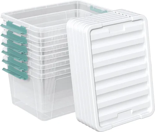 Miniatura 8 de Cajas de almacenamiento transparentes de 14 cuartos de galón con asas, contenedores de plástico con tapas, 6 paquetes