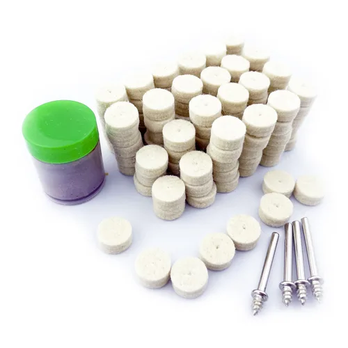 Miniatura 6 de Merryland Rueda de pulido Flet para Dremel, 125 piezas, almohadilla de pulido de 1 pulgada, 120 piezas de pasta compuesta de pulido, 1 pieza