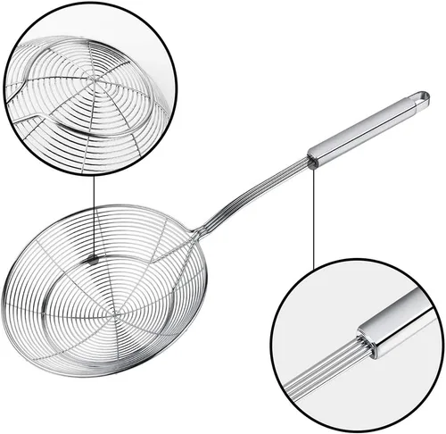 Miniatura 3 de Colador Espumadera de Araña, Swify Cuchara Coladora Asiática de Acero Inoxidable con Mango para Freidora Profunda de Cocina, Pasta, Espaguetis