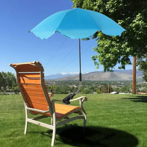 Miniatura 5 de TITA-DONG Paraguas universal ajustable para silla de playa, sombrilla de protección UV con abrazadera, estampado de cebra Patrón de cebra