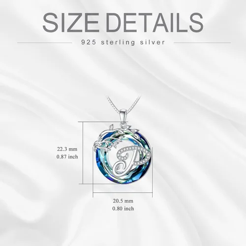Miniatura 6 de TOUPOP Regalos para mujeres, collar con colgante de letra inicial de la A a la Z con círculo azul, joyería de cristal para mujeres, su madre