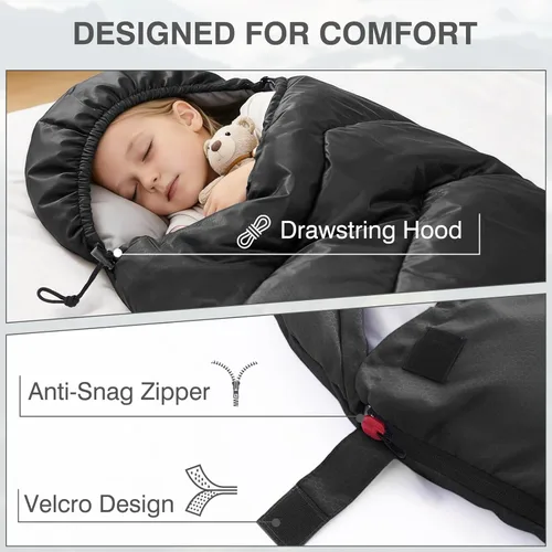 Miniatura 3 de Sleeping Bags for Adults & Kids for Camping Hiking Trips Warm Cool Weather, Lightweight and Waterproof with Compression Bag, 3-4 Season Indoors