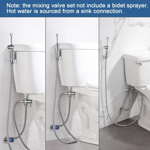 Miniatura 8 de SonTiy Kit de válvula mezcladora de bidé caliente y frío, válvula adaptador en T de bidé cálido de 4 vías de latón mejorado para rociador de inodoro