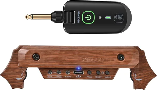 Miniatura 9 de Pastilla inalámbrica para guitarra acústica magnética recargable y micrófono pastilla de boca de sonido para guitarra acústica con control de Negro