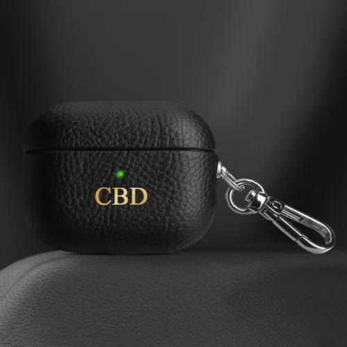 Miniatura 2 de Funda de cuero con iniciales personalizadas para Apple Airpods Pro de 2ª generación, funda vegana de lujo con llavero y letras en relieve con nombre