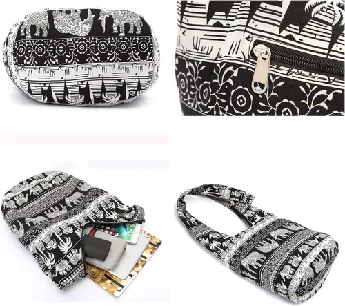 Miniatura 127 de Bolsa de hombro para mujer, de lona en estilo hippie/bohemio para llevar cruzada al hombro, disponible en diferentes colores y estampados