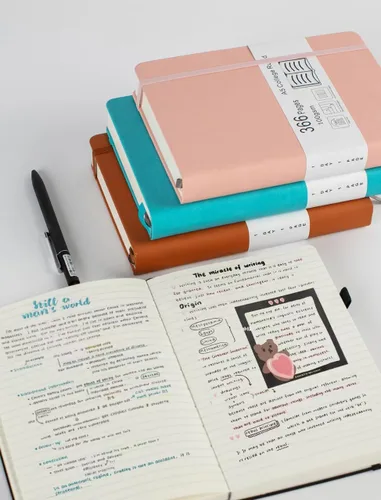 Miniatura 7 de Cuaderno grueso de rayas universitarias con 366 páginas numeradas, diarios A5 para escribir con papel rayado de 100 GSM, cuadernos de cuero de tapa