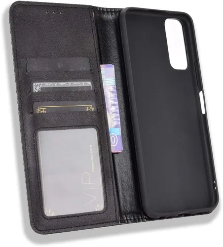 Miniatura 3 de Funda para Vivo Y20 2020, funda para Vivo Y20 2020 V2029 / Y20i V2027 Funda de piel sintética con tapa negra