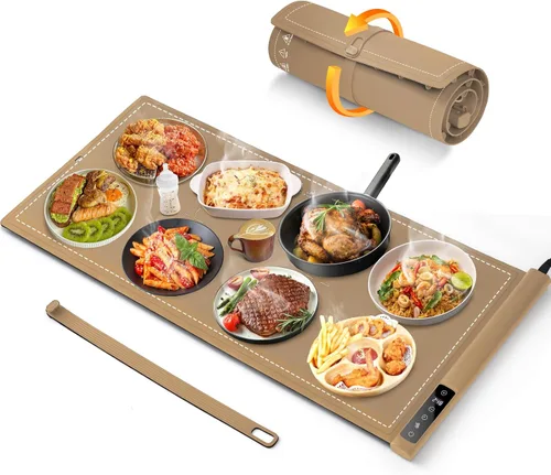 Miniatura 13 de Tapete de calentamiento para alimentos extra grande - 36"x16" bandejas de calentamiento eléctricas para buffets de fiestas, calentadores