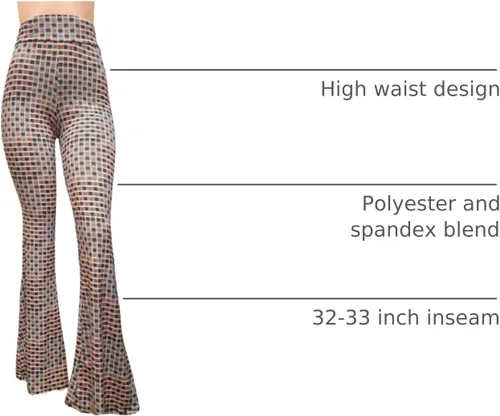Miniatura 85 de ShopMyTrend - Pantalones de yoga largos con piernas anchas y acampanadas estilo palazzo, con cintura alta, para mujer