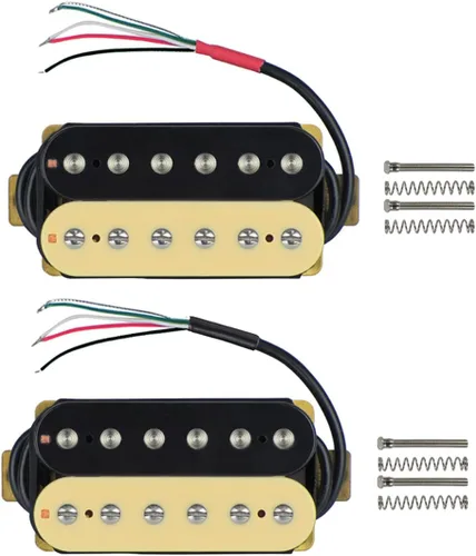 Miniatura 9 de FLEOR Pastillas Humbucker de guitarra eléctrica de cerámica de doble bobina para guitarra puente y pastillas para el cuello, color negro
