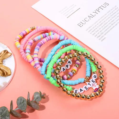 Miniatura 214 de Surfer Heishi - Pulseras apilables para mujer, apilables, de vinilo arcoíris, disco de arcilla, pulseras elásticas para la amistad, joyería bohemia