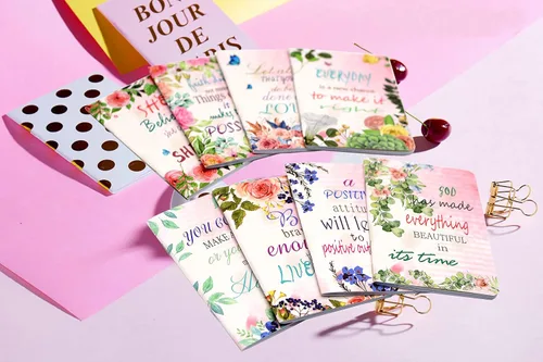 Miniatura 5 de YYaaloa 8 cuadernos de bolsillo inspiradores florales, cuadernos pequeños a granel para fiestas, oficina, hogar, compañeros de trabajo, suministros