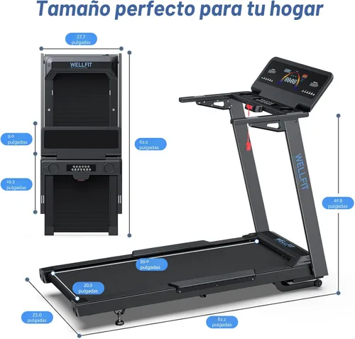 Miniatura 7 de WELLFIT - Cinta de correr inclinada automática, 15% de inclinación resistente, para el hogar 4.5HP, 10 MPH, 500 lbs Capacity, 20'' x 55'' Running