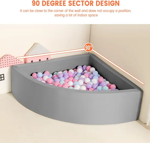Miniatura 4 de TRENDBOX Bola Pit Memory Foam Pit Soft Pool Fan-Shape Soft Equipment para niños pequeños - Gris oscuro (bolas no incluidas)