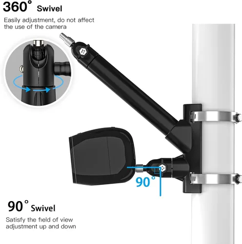 Miniatura 4 de Soporte de montaje de poste 2 en 1 para panel solar Arlo/Arlo Pro 3/Arlo Ultra1&2/Arlo Essential/Arlo Pro 4/eufyCam Accesorios de montaje al aire