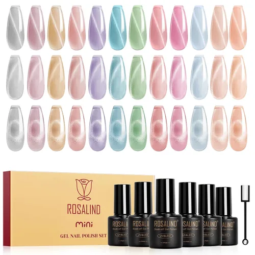 Miniatura 14 de ROSALIND - Juego de esmaltes de uñas en gel, 12 colores, blanco, nude, marrón, esmalte de uñas semipermanente, juego de esmaltes de uñas en gel