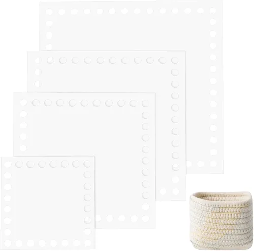 Miniatura 8 de PH PandaHall 4 piezas de crochet, 4 tamaños, base cuadrada de acrílico, cesta transparente, tabla de tejer para tejer, cesta de ganchillo, bolsa