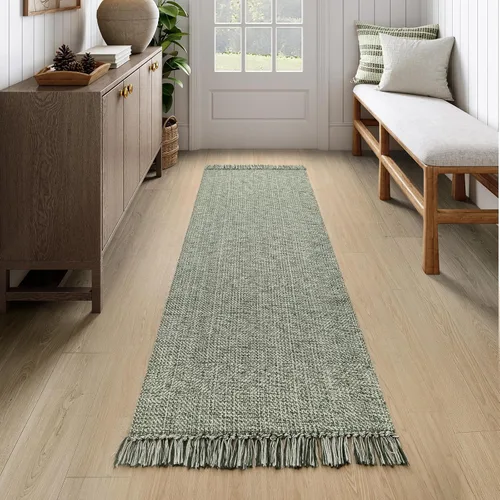 Miniatura 18 de Collive - Tapete de pasillo de cocina, 2 x 4.3 pies, tejido a mano, reversible, lavable, de algodón, color blanco/beige, para baño, pasillo
