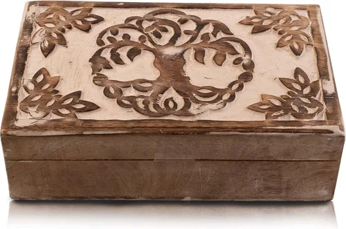 Grandes regalos de cumpleaños, joyero de madera decorativo hecho a mano, organizador de joyas tallado en árbol de la vida, caja de recuerdos, caja