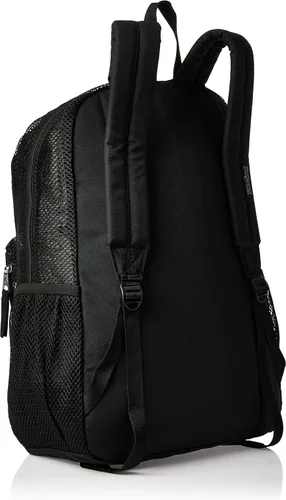 Miniatura 2 de JanSport Mochila de malla ecológica negra, 17 x 12.5 x 6 pulgadas, bolsa semitransparente para adultos con funda para laptop, panel trasero