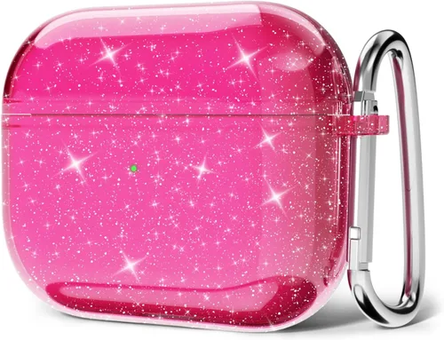 Miniatura 29 de Svanove Funda para Airpods Transparente con Purpurina, Funda Brillante y Bonita para Airpods de 1ª y 2ª Generación con Llavero, Carcasa Rígida