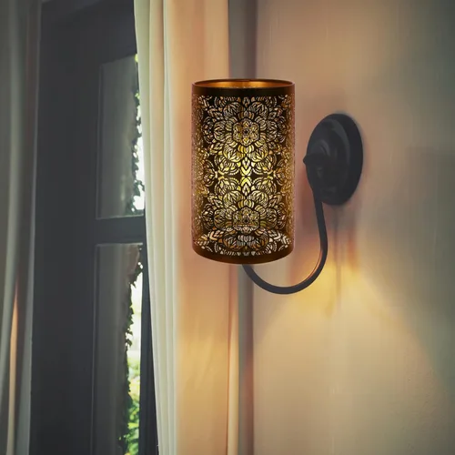 Miniatura 6 de KALLORY Pantalla hueca de metal tallado de hierro para lámpara decorativa de mesa, 7.87 x 4.72 x 4.72 pulgadas, elegante difusor de luz para sala