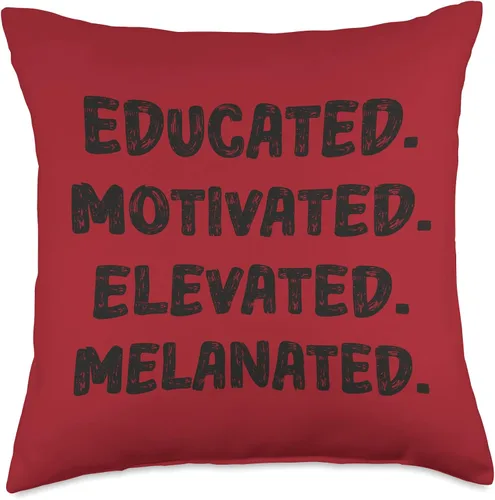 Miniatura 4 de Cute Afro Melanin Girl Educated Motivated Elevated Melanated Throw Pillow