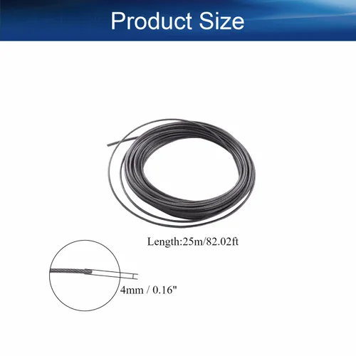 Miniatura 2 de Heyiarbeit Cable de alambre 5/32 de acero inoxidable 304, cable de alambre de PVC de 82 pies de longitud perfecto para exteriores, patio, jardín