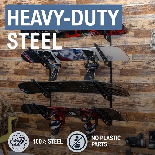 Miniatura 4 de StoreYourBoard Estante de esquí y snowboard, sistema de almacenamiento ajustable para 4 tablas, organizador de pared de garaje resistente para esquí