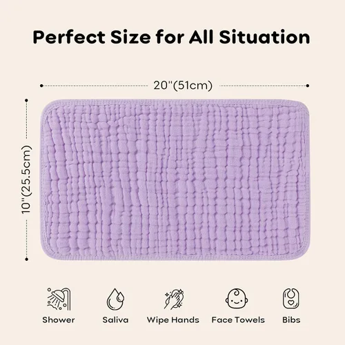 Miniatura 7 de Looxii Paños de muselina para eructos, 100% algodón, grandes, 20 x 10 pulgadas, extra suaves y absorbentes, paquete de 6 paños para eructos