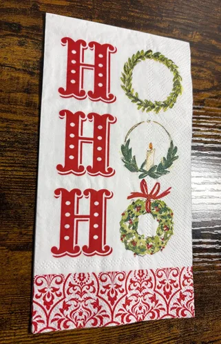 Miniatura 2 de IHR Ideal Home Range Servilletas desechables de 3 capas de papel, 8.5 x 4.5 pulgadas, X-Mas Ho Ho Ho, 16