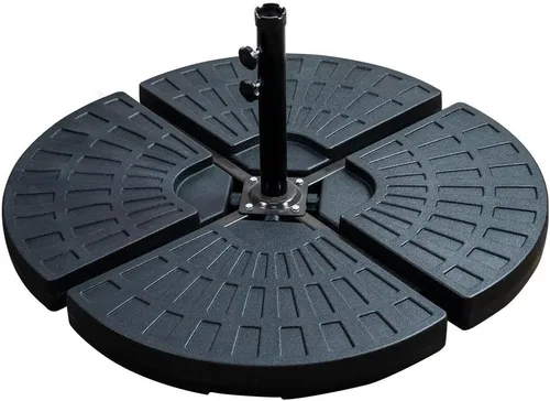 Miniatura 2 de Base de sombrilla de patio de 4 piezas, soporte voladizo resistente para paraguas de fácil llenado, placa base circular para sombrilla de patio al