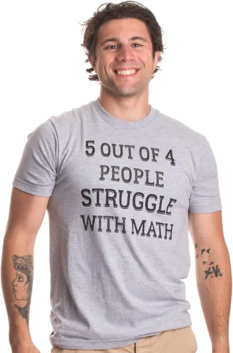Miniatura 3 de Camiseta con humor sobre enseñanza, maestro, escuela, divertida, con la frase "5 of 4 People Struggle with Math