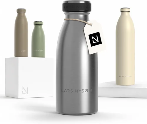 Miniatura 89 de LARS NYSØM Botella de agua XL de acero inoxidable aislada 12oz 17oz 25oz 34oz 51oz Botella térmica aislada para bebidas calientes y frías Azul