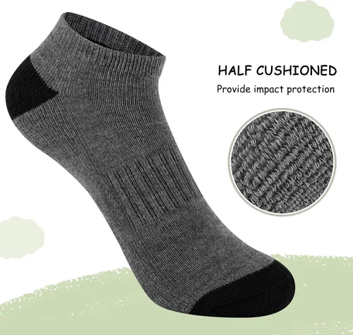 Miniatura 4 de Comfoex 10 pares de calcetines para niños de 4-6, 6-8, 8-10 años, calcetines deportivos de corte bajo para niños, calcetines cortos medio acolchados