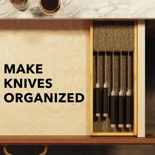 Miniatura 3 de SpaceAid Organizador de Cajón para Cuchillos Inserto de Bambú, Soporte para Cuchillos de Bistec de Cocina Organizadores Bloque para Cajón
