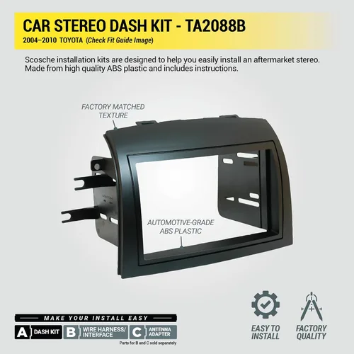 Miniatura 4 de Scosche TA2088B - Kit de instalación de radio doble DIN para salpicadero compatible con determinadas minivan Toyota Sienna 2004-2010 - Kit