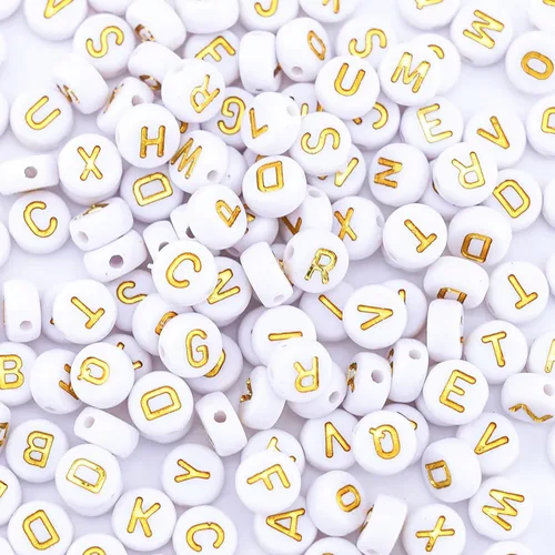 Miniatura 16 de 1600 piezas de cuentas de letras redondas negras y coloridas A-Z, cuentas de alfabeto acrílico de 4x7mm para hacer joyas con dijes