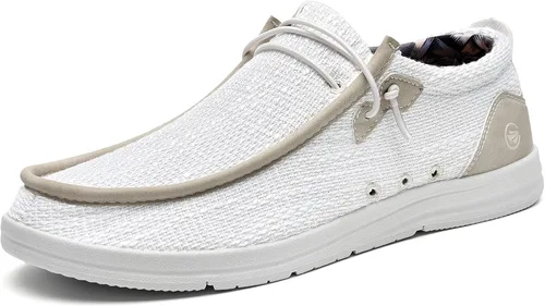 ZF ZEFUHER Zapatos casuales para hombre, con soporte de arco ortopédico, zapatos náuticos ligeros y cómodos con cordones, mocasines de ancho ancho