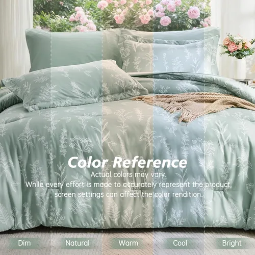 Miniatura 7 de MUXHOMO Juego de edredón tamaño individual XL, elegante juego de cama con estampado floral en una bolsa, 5 piezas, ultra suave y transpirable
