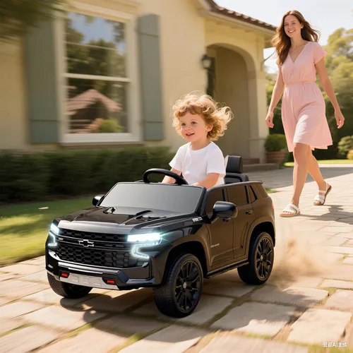 Miniatura 2 de Aosom - Auto de paseo con licencia Chevrolet Tahoe, juguete eléctrico con batería de 12 V y 7 AH, con control remoto para padres, luces LED, música